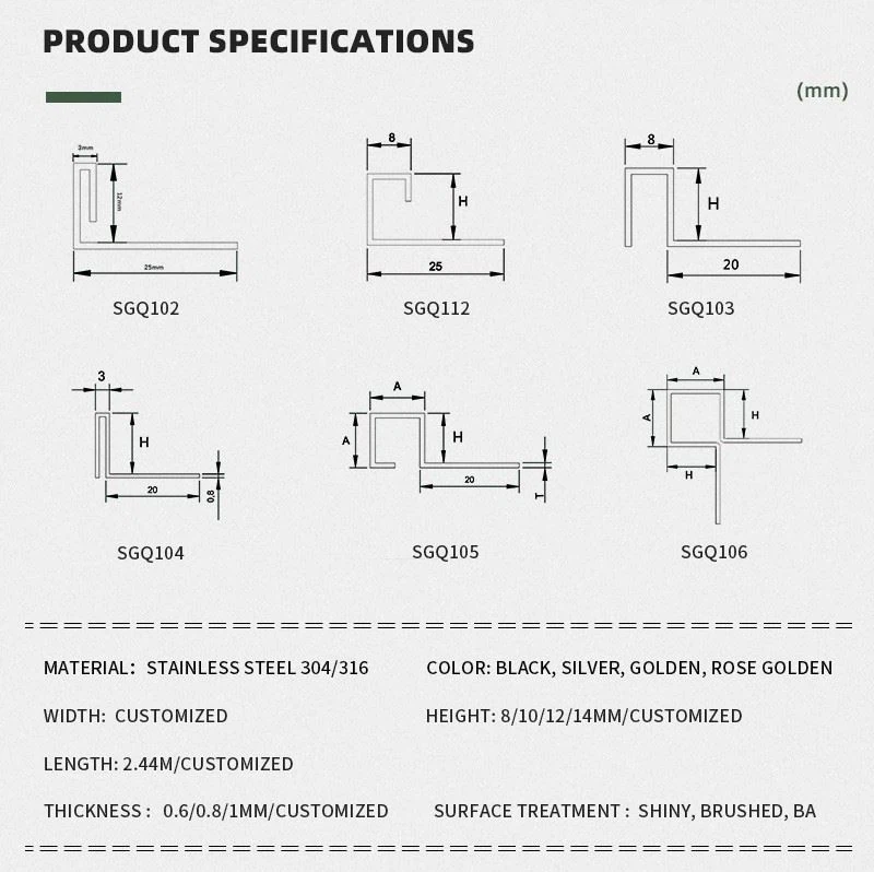 3. tile corner bead stainless steel